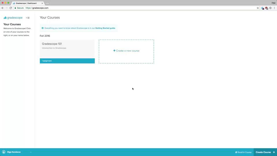 Gradescope creating a homework assignment